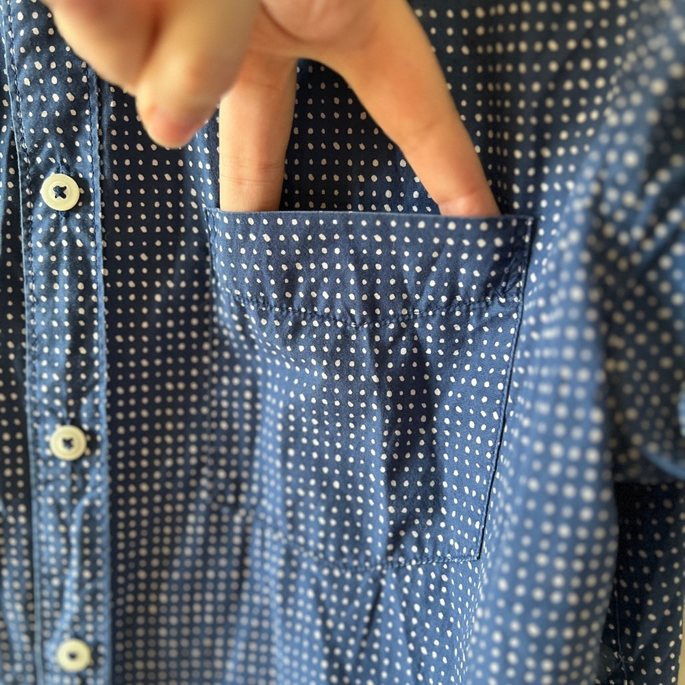 American Eagle Navy Blue White Speckle MT 100% Cotton Tee Tall - Picture 3 of 8